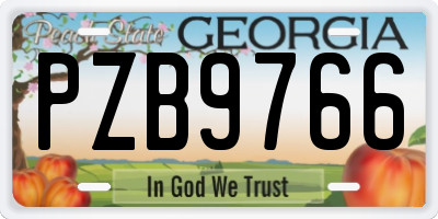 GA license plate PZB9766