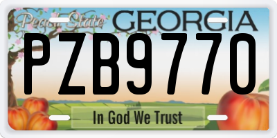 GA license plate PZB9770