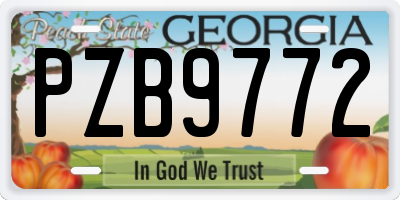 GA license plate PZB9772