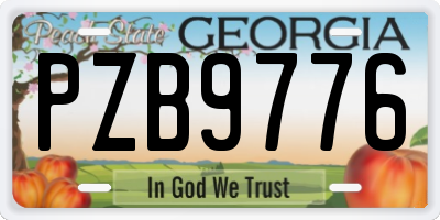GA license plate PZB9776