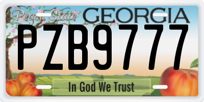 GA license plate PZB9777