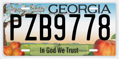 GA license plate PZB9778