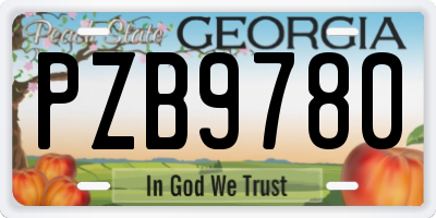 GA license plate PZB9780