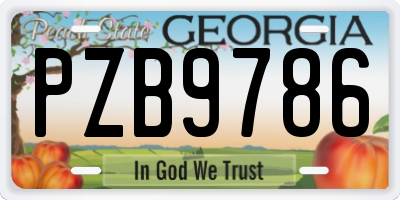 GA license plate PZB9786