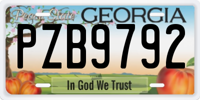 GA license plate PZB9792