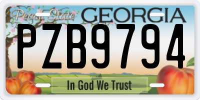 GA license plate PZB9794