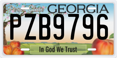 GA license plate PZB9796