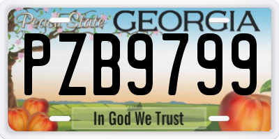 GA license plate PZB9799