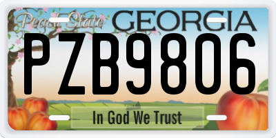 GA license plate PZB9806