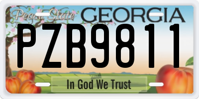 GA license plate PZB9811