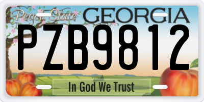 GA license plate PZB9812