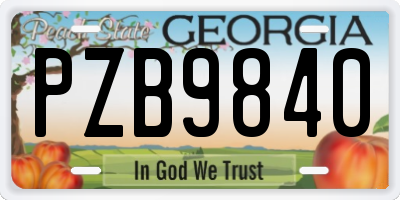 GA license plate PZB9840