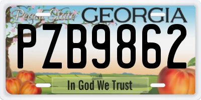 GA license plate PZB9862