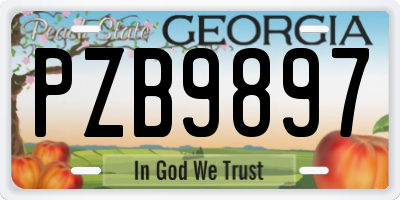 GA license plate PZB9897