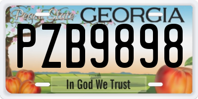 GA license plate PZB9898