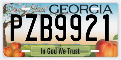GA license plate PZB9921