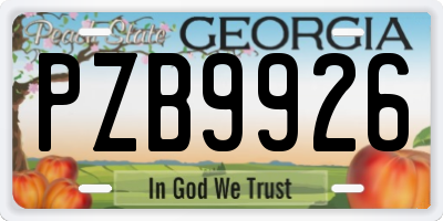 GA license plate PZB9926