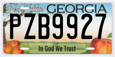 GA license plate PZB9927