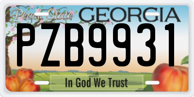 GA license plate PZB9931