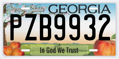 GA license plate PZB9932