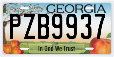 GA license plate PZB9937
