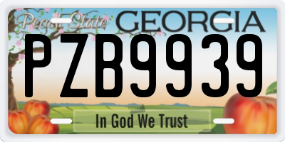 GA license plate PZB9939