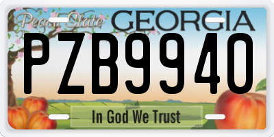 GA license plate PZB9940