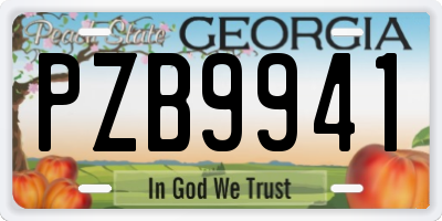 GA license plate PZB9941