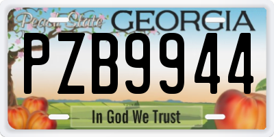GA license plate PZB9944