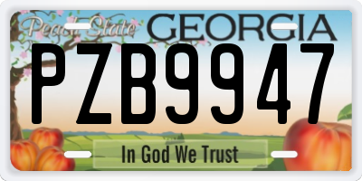 GA license plate PZB9947