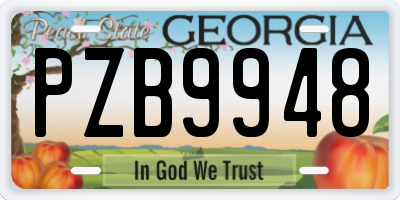 GA license plate PZB9948