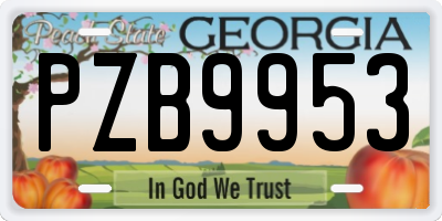 GA license plate PZB9953