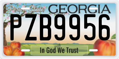GA license plate PZB9956