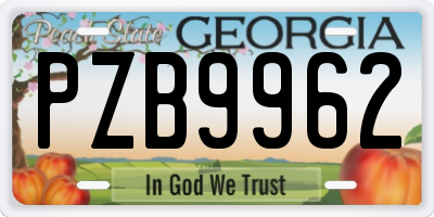 GA license plate PZB9962