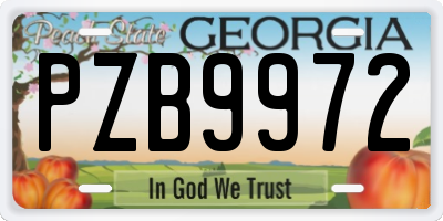 GA license plate PZB9972