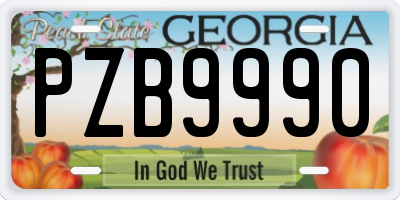 GA license plate PZB9990