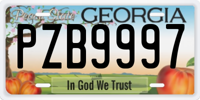 GA license plate PZB9997