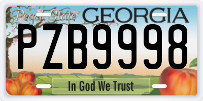 GA license plate PZB9998
