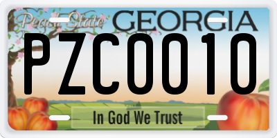 GA license plate PZC0010