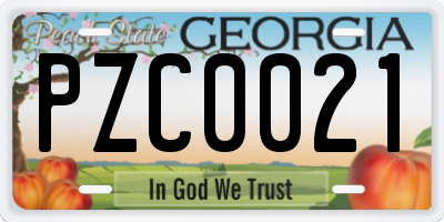 GA license plate PZC0021