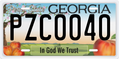 GA license plate PZC0040
