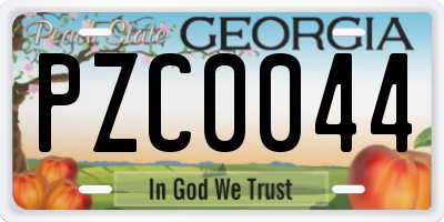 GA license plate PZC0044