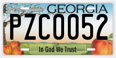 GA license plate PZC0052