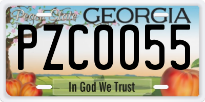 GA license plate PZC0055