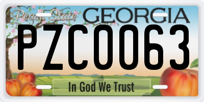 GA license plate PZC0063