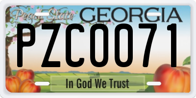 GA license plate PZC0071
