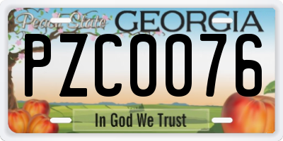 GA license plate PZC0076