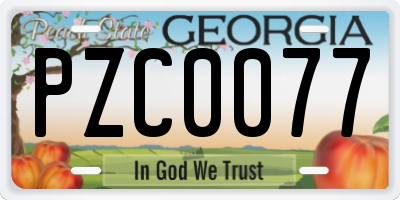 GA license plate PZC0077