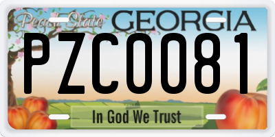 GA license plate PZC0081