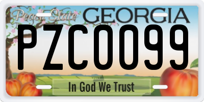 GA license plate PZC0099
